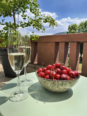 MainZauber Apartments Miltenberg am Main - Entdecken Sie die perfekte Ferienwohnung, in der Entspannung auf Luxus trifft. Stellen Sie sich vor, Sie sitzen auf einem sonnenbeschienenen Balkon, genießen zwei Gläser Champagner und eine Schale mit frischen Kirschen. Diese ruhige Umgebung bietet einen atemberaubenden Blick auf üppiges Grün vor dem Hintergrund eines klaren blauen Himmels – eine wahre Oase für Ihren nächsten Luxusurlaub. Erleben Sie unvergleichlichen Komfort in Ihrer Traumunterkunft für einen unvergesslichen Urlaub.